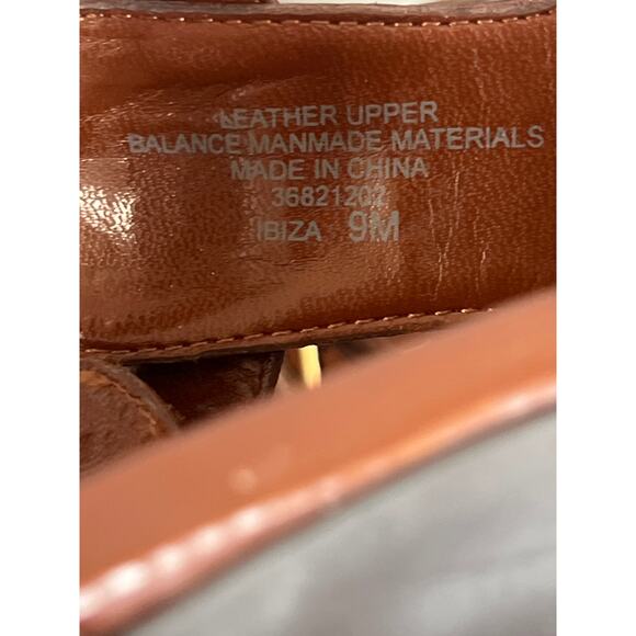 Franco Sarto Ibiza chocolate brown leather sandal with gold hardware Size 9 Box - Picture 7 of 12